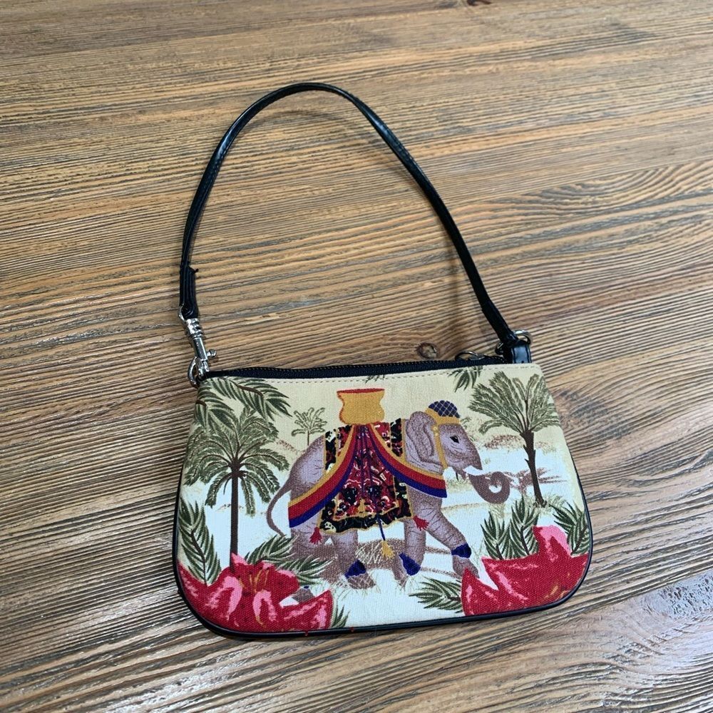 Elephant Print Cream and Black Women's Bag